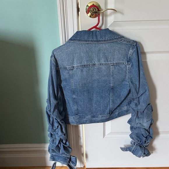 Alice + Olivia Distressed Blue Jean Jacket - Picture 3 of 3